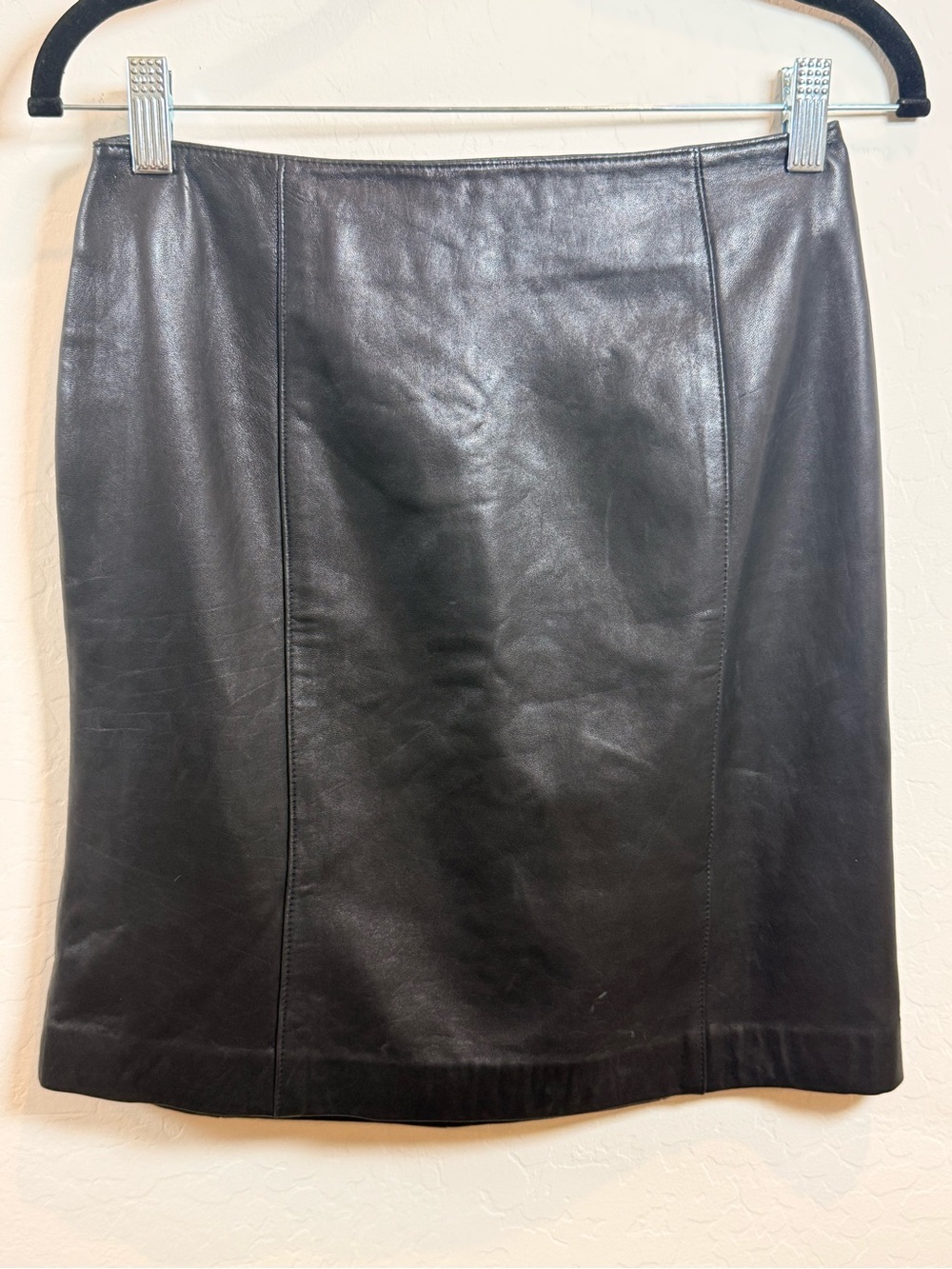 Talbots Black Leather A-Line Skirt